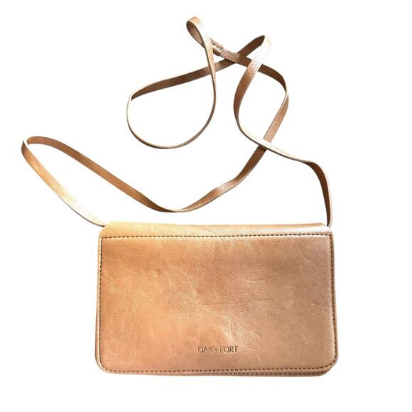 OAK‎ + FORT Faux Leather Flap Crossbody Light Brown - Picture 1 of 3